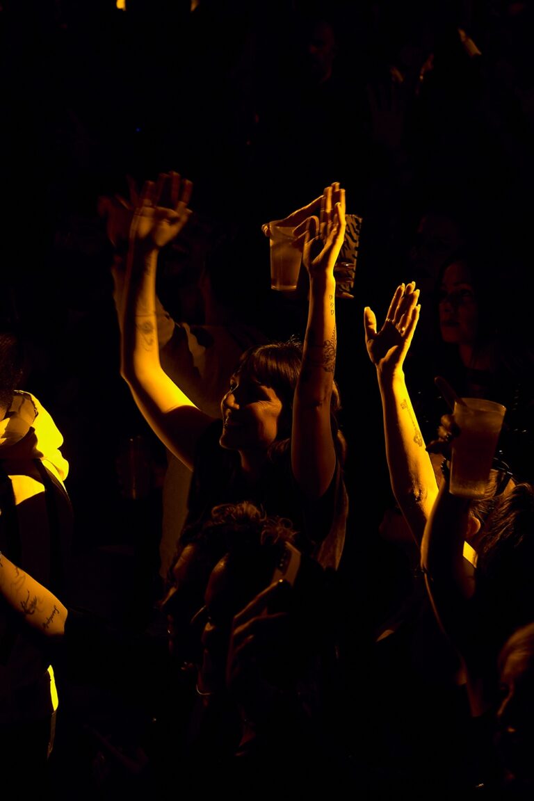 El público levanta los brazos bailando en el concierto de DJ Nano